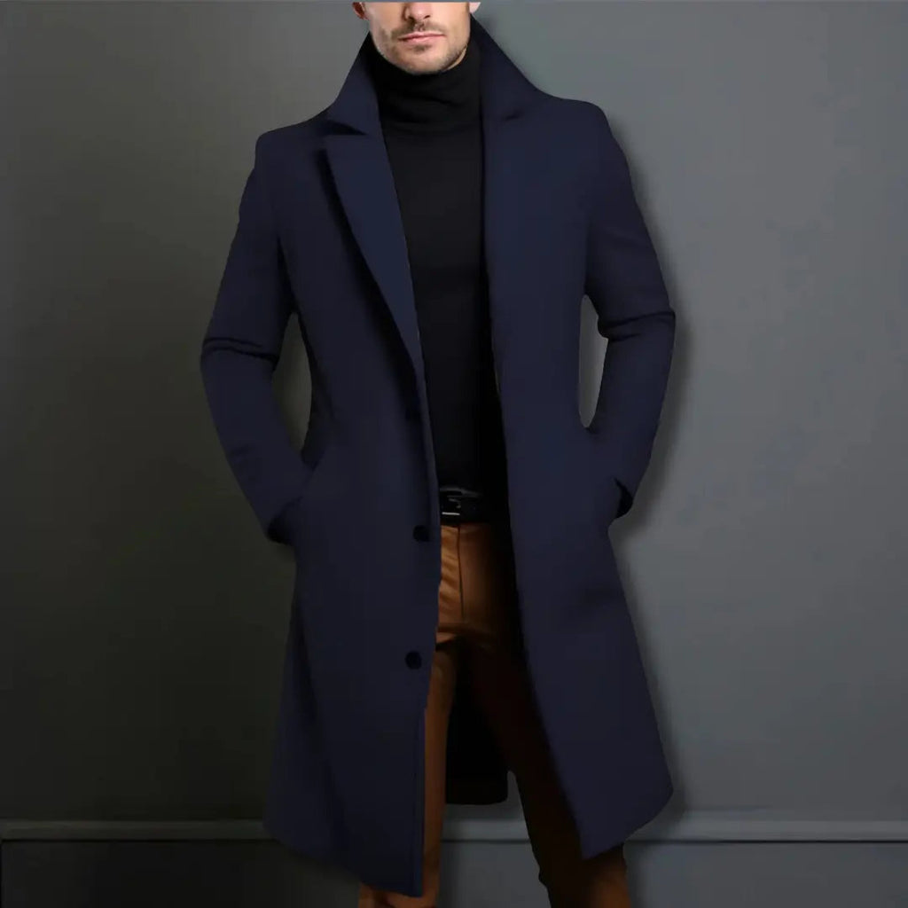 Płaszcz Elegancki Długi Z Klapami Męski