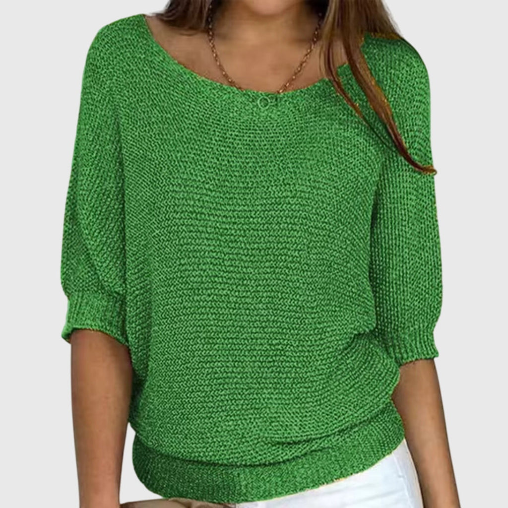 Luźny Sweter z Rękawem 3/4 Damski