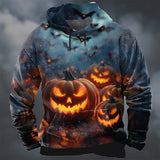 Pánska mikina s kapucňou s halloweenskymi tekvicami