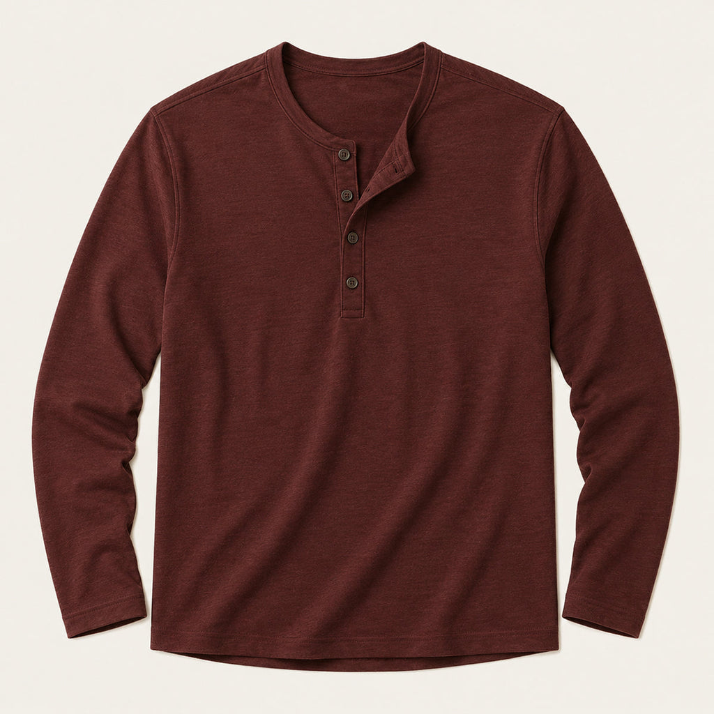 Tricou Henley de bărbați cu mânecă lungă
