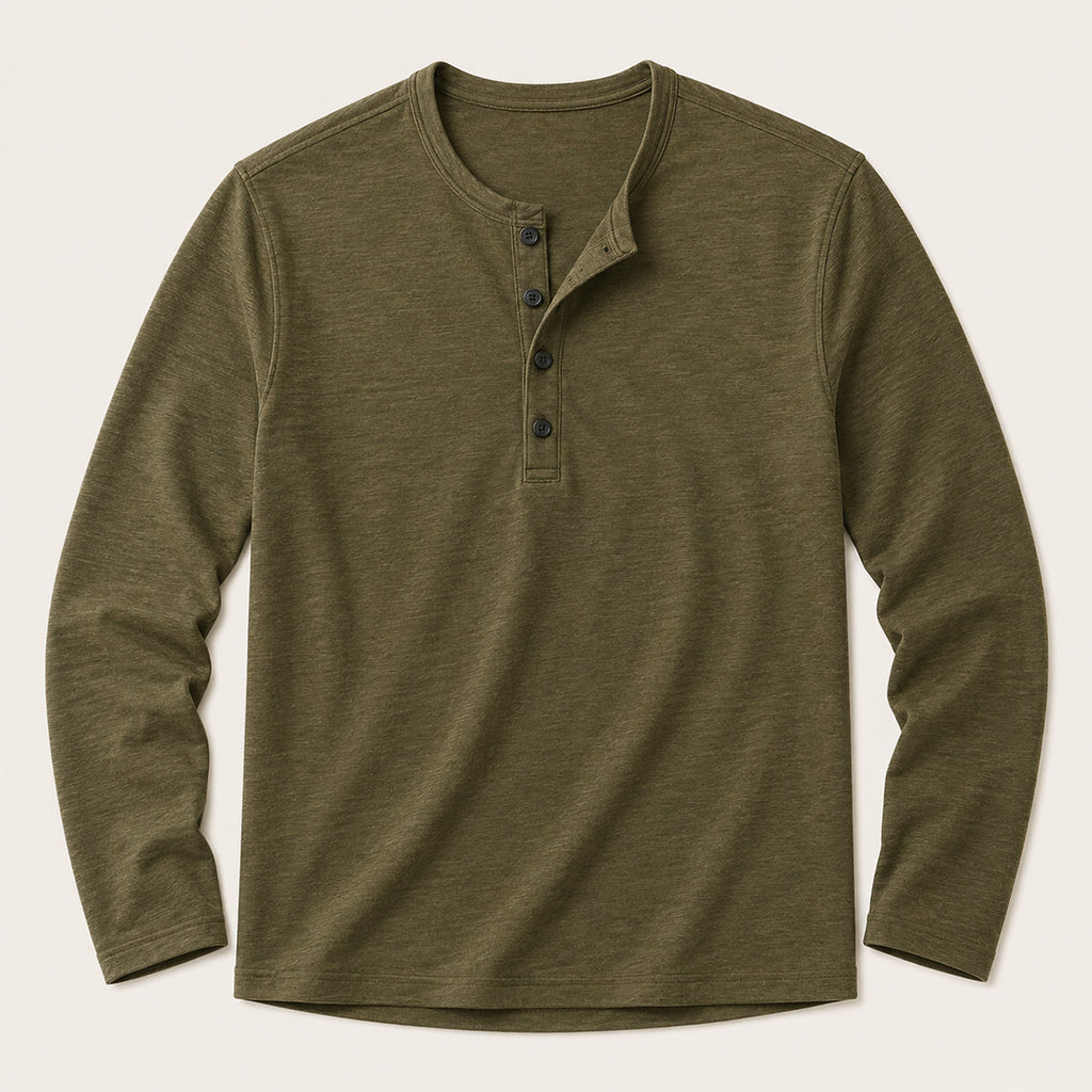 Tricou Henley de bărbați cu mânecă lungă