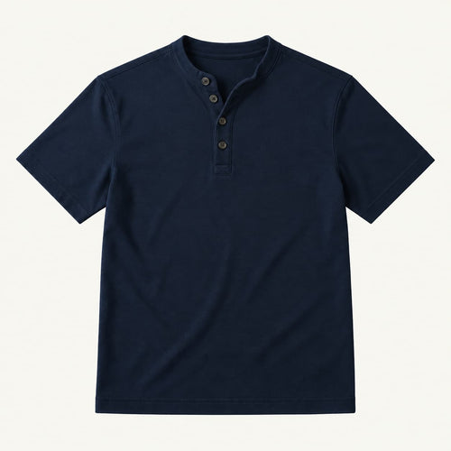 Mænds Henley-T-shirt med korte ærmer