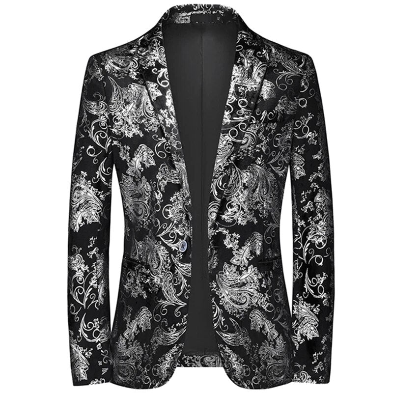 Mønstret blazer til mænd med revers