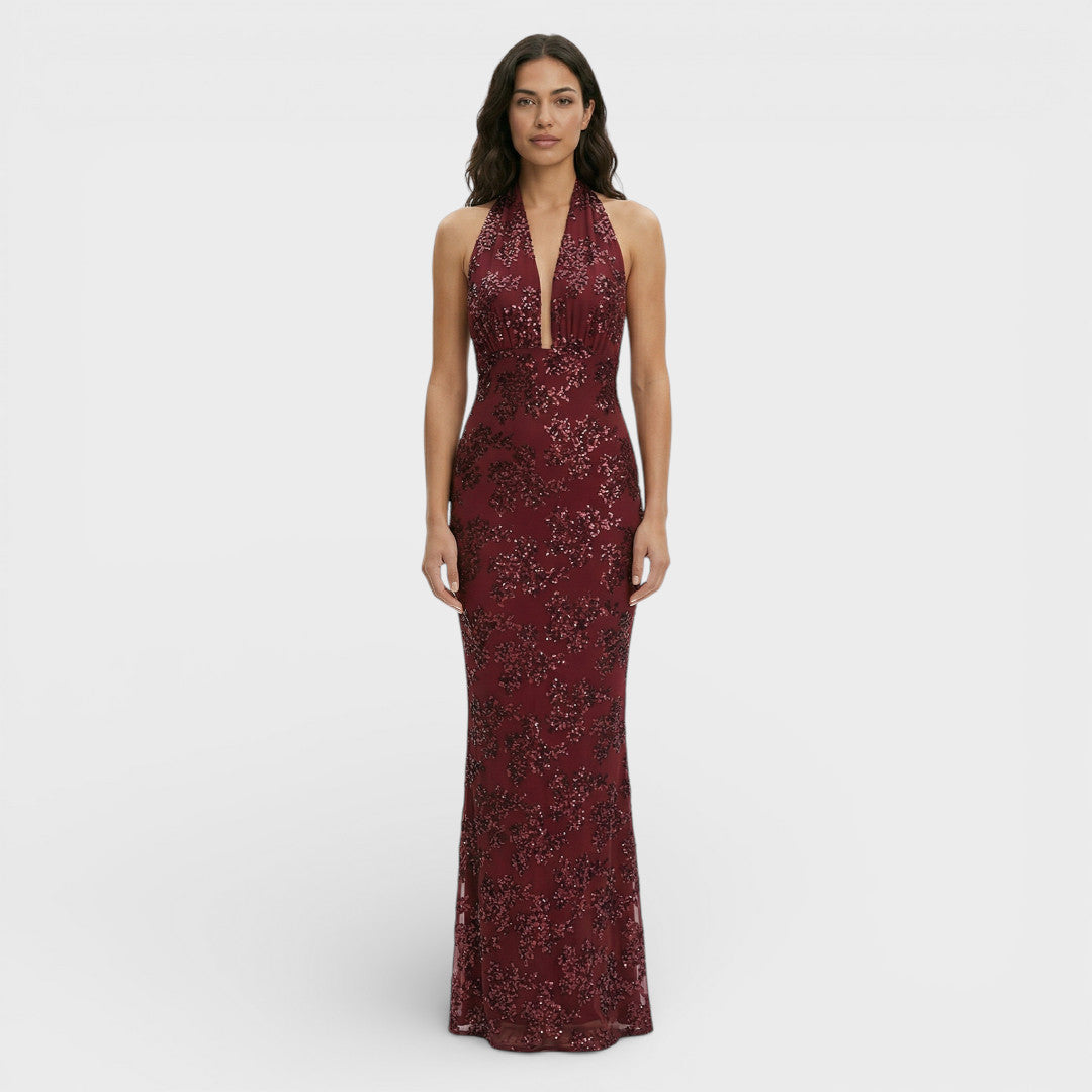 Sukienka Maxi Halter Cekiny Damska