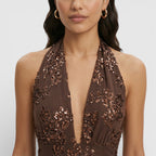 Sukienka Maxi Halter Cekiny Damska