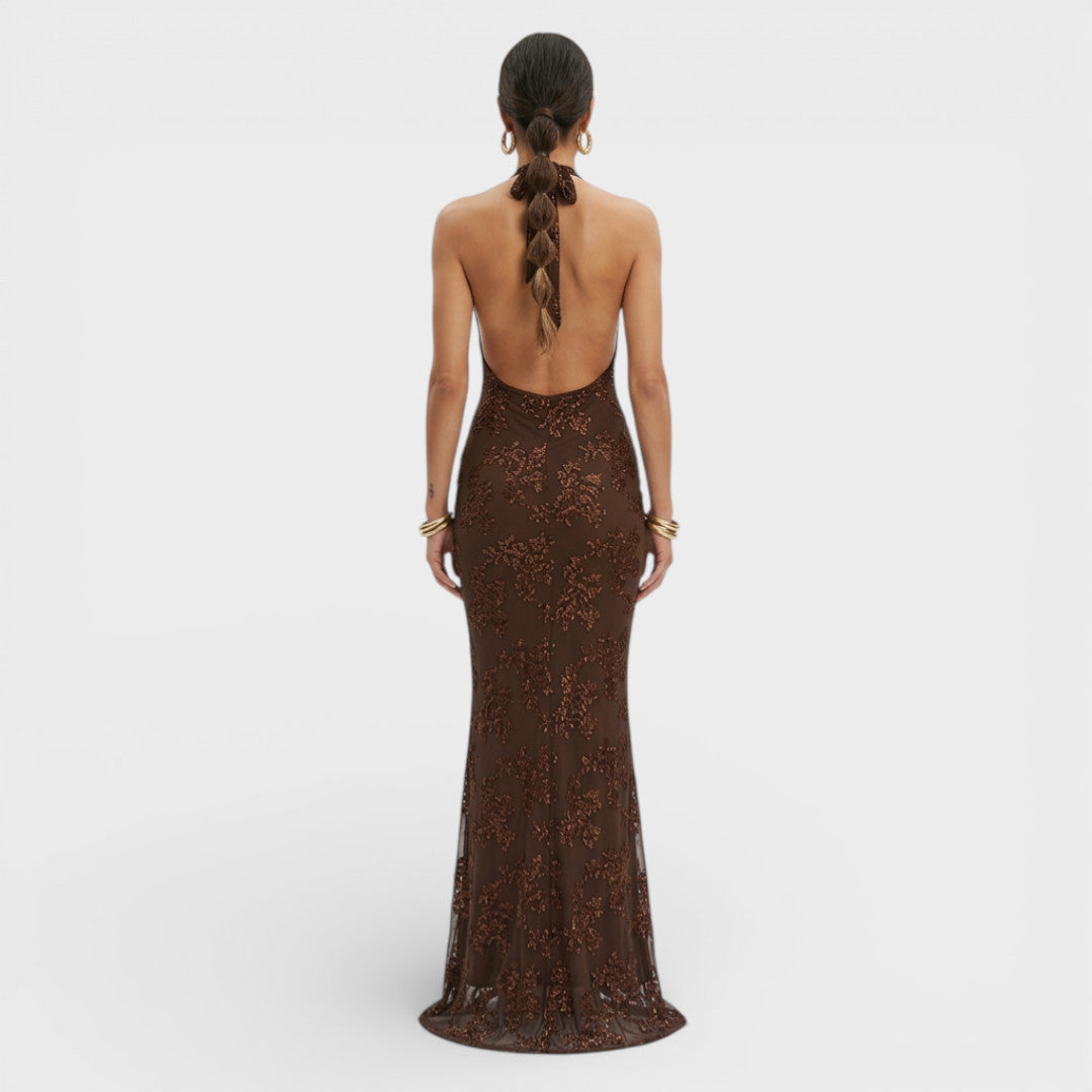 Sukienka Maxi Halter Cekiny Damska