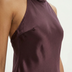 Satynowa Sukienka Maxi Halter Damska