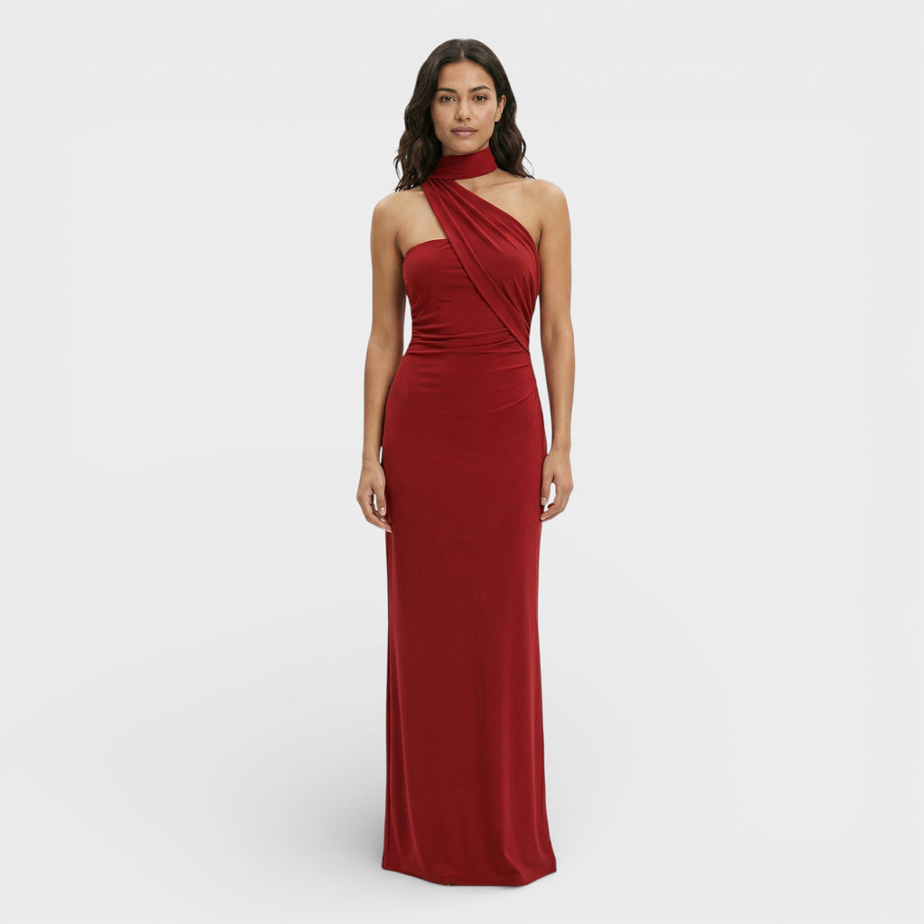 Sukienka Maxi Halter Marszczona Damska