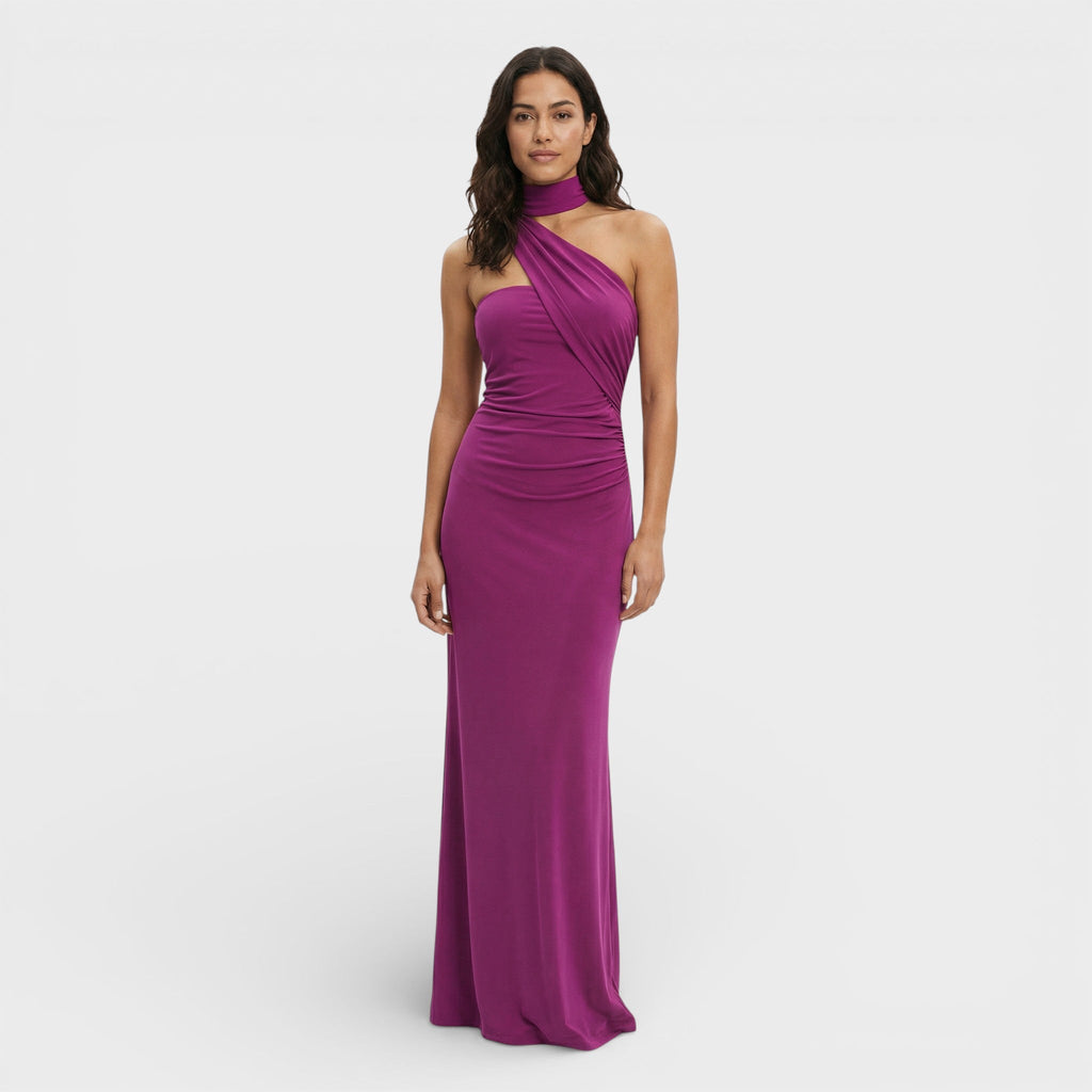 Sukienka Maxi Halter Marszczona Damska