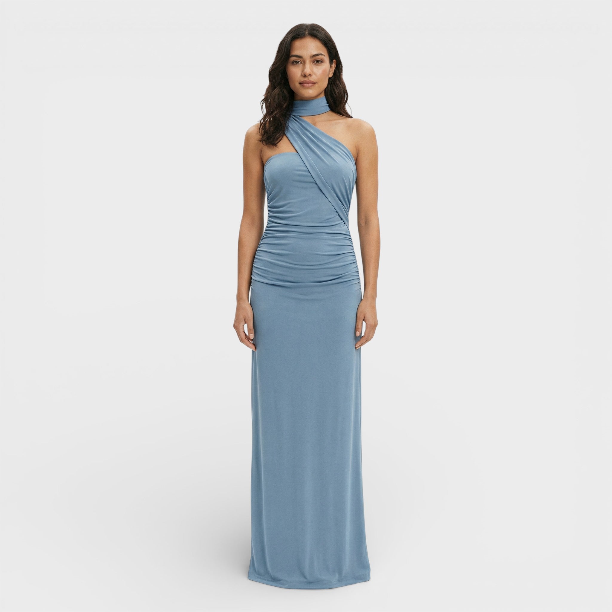 Sukienka Maxi Halter Marszczona Damska
