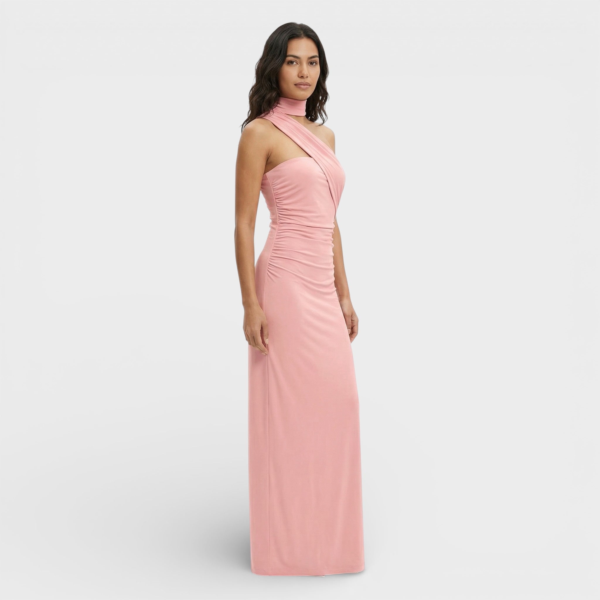 Sukienka Maxi Halter Marszczona Damska