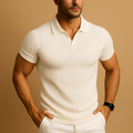 Prążkowane Polo Slim Fit Męskie