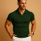 Prążkowane Polo Slim Fit Męskie