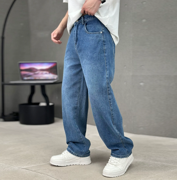 Jeansy Luźne Casual Męskie