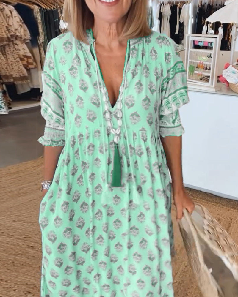 Sukienka Boho z Kieszeniami Damska