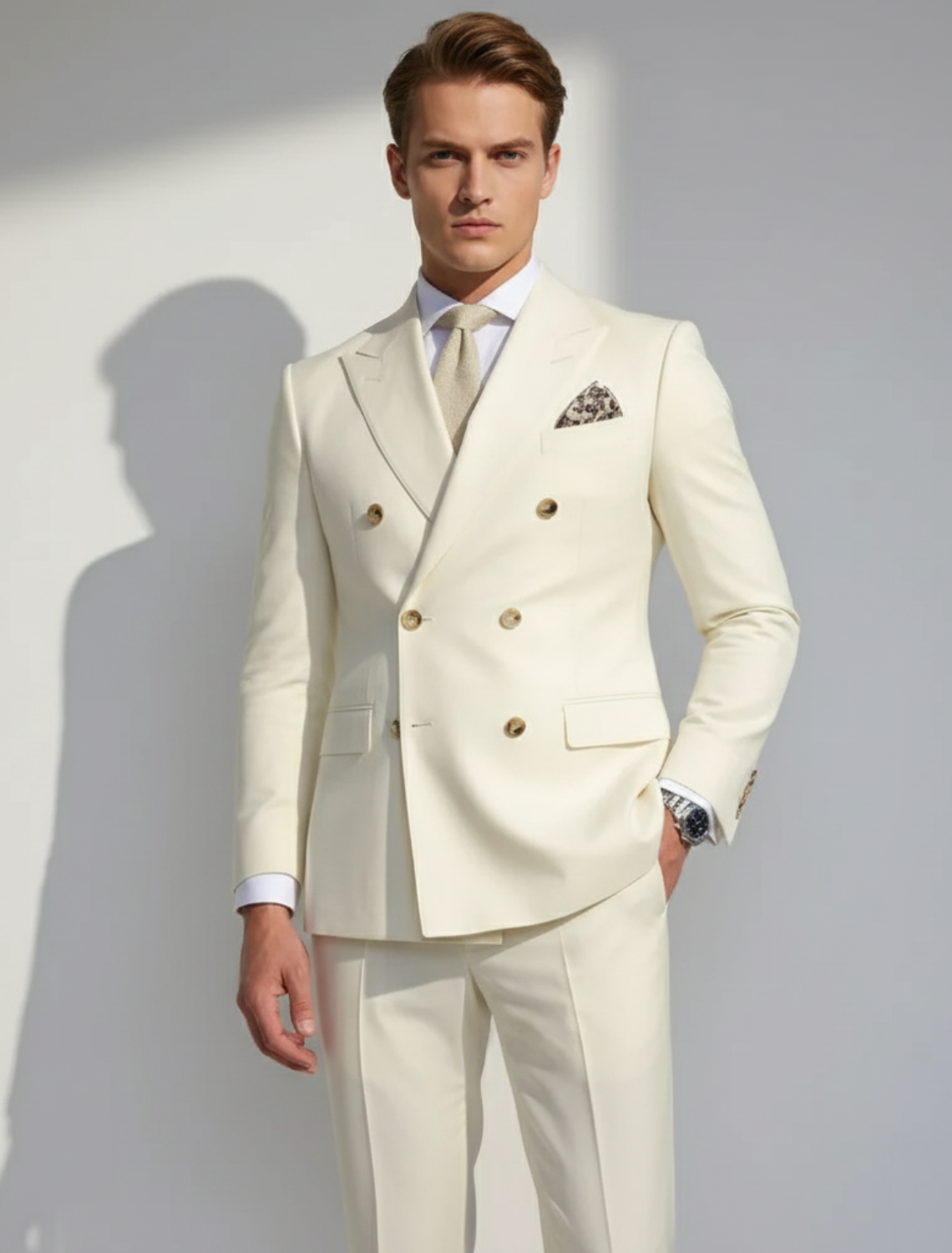 Garnitur Dwurzędowy Elegancki Dopasowany Męski