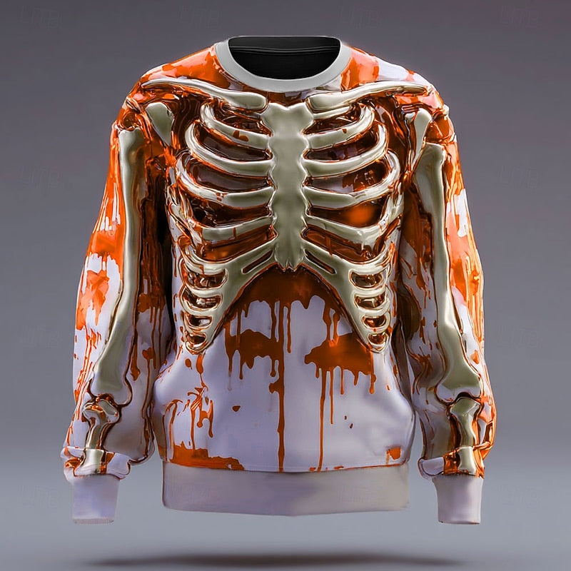 Mænds Halloween-hættetrøje med skeletmotiv