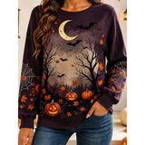 Bluza Halloween Z Dyniami Długi Rękaw Damska
