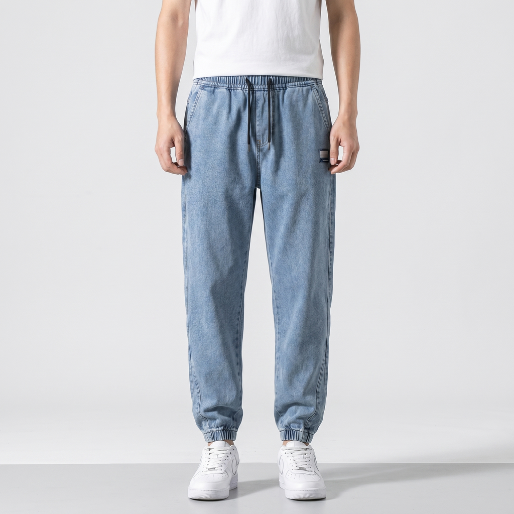 Jeansy Jogger ze Ściągaczami Męskie