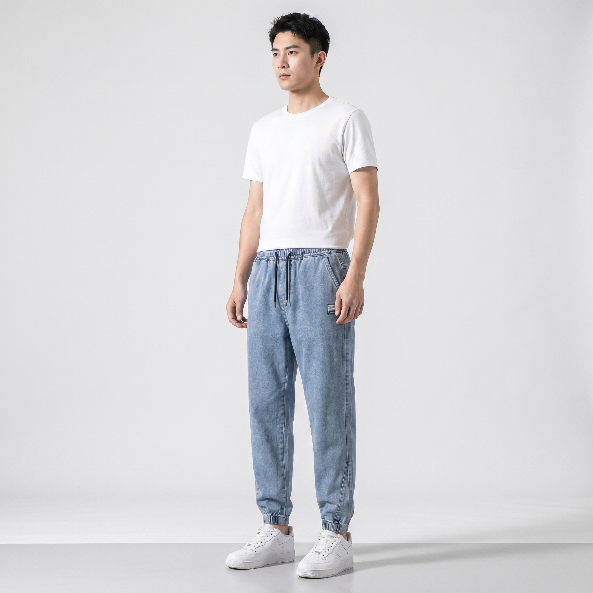 Jeansy Jogger ze Ściągaczami Męskie