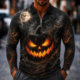 Halloween-polo til mænd med lange ærmer