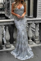 Sukienka Maxi Cekinowa Elegancka Damskie