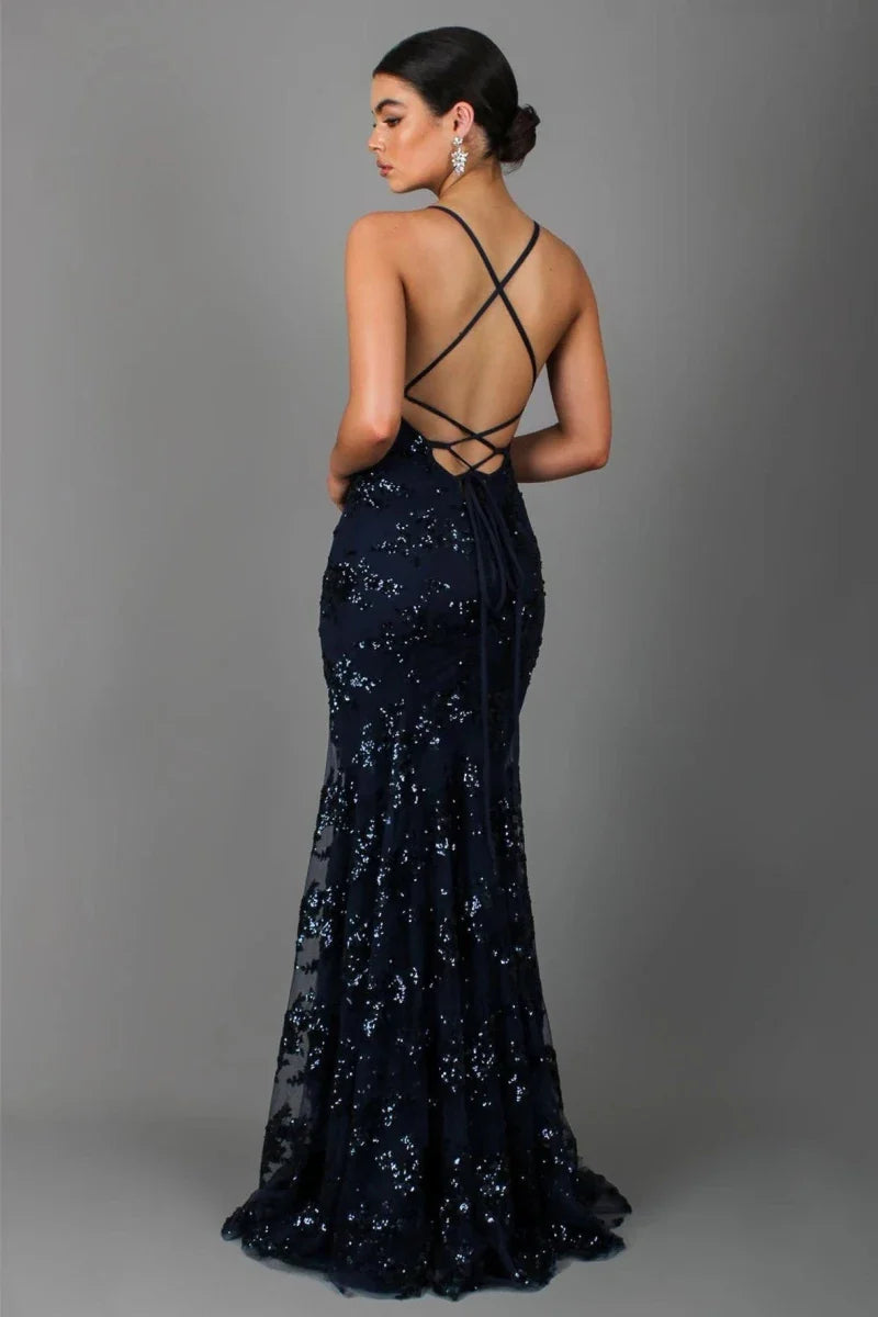 Sukienka Maxi Cekinowa Elegancka Damskie
