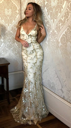Sukienka Maxi Cekinowa Elegancka Damskie