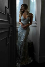 Sukienka Maxi Cekinowa Elegancka Damskie