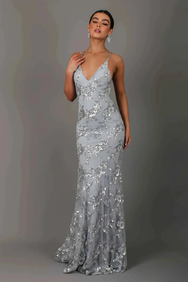 Sukienka Maxi Cekinowa Elegancka Damskie