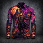 Pánská košile na Halloween s motivem dýně a dlouhým rukávem