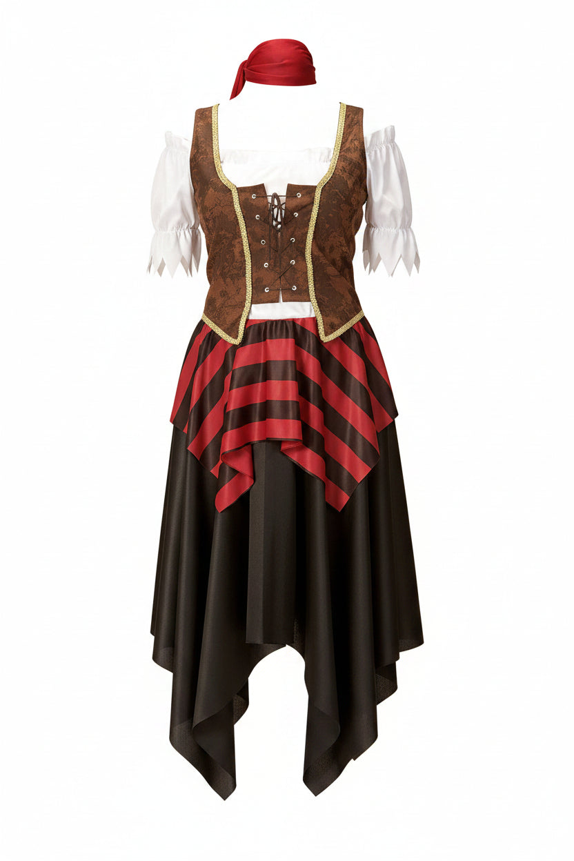 Halloween-piratkostume til kvinder med snørekorset