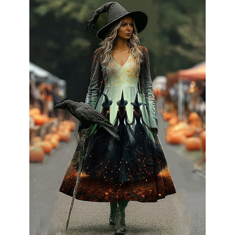 Dámské šaty na Halloween s motivem čarodějnice