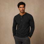 Tricou Henley de bărbați cu mânecă lungă