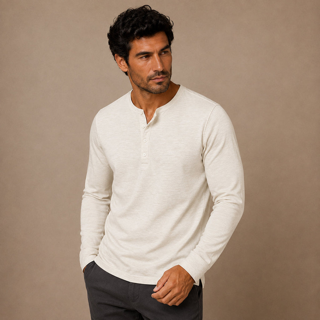 Tricou Henley de bărbați cu mânecă lungă