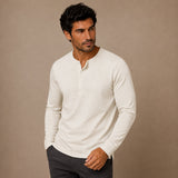 Tricou Henley de bărbați cu mânecă lungă
