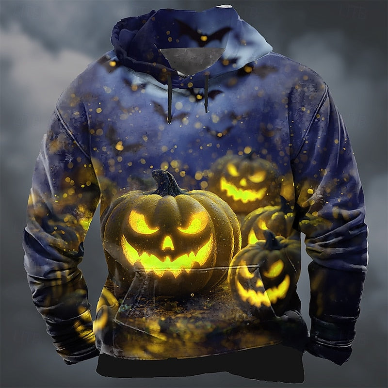 Pánska mikina s kapucňou s halloweenskymi tekvicami