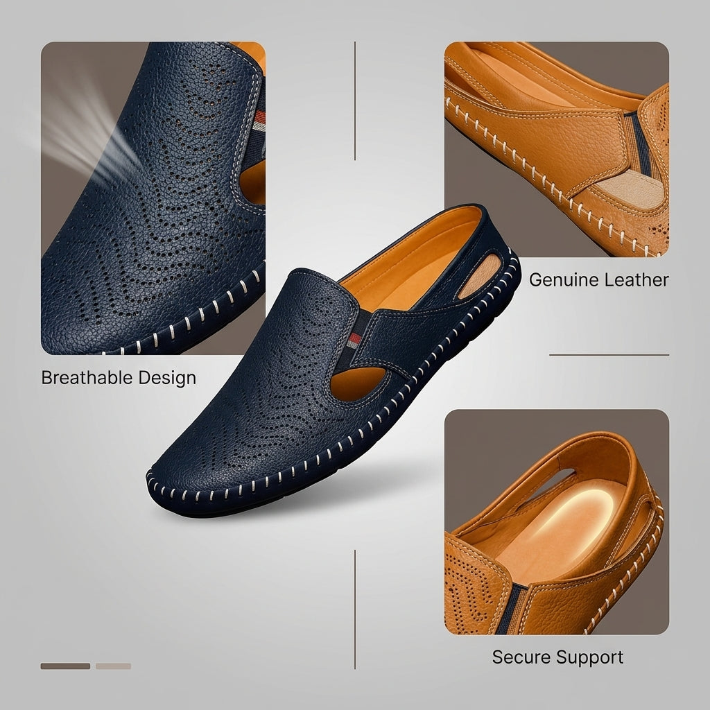 Herresko Slip-on med hulmønster