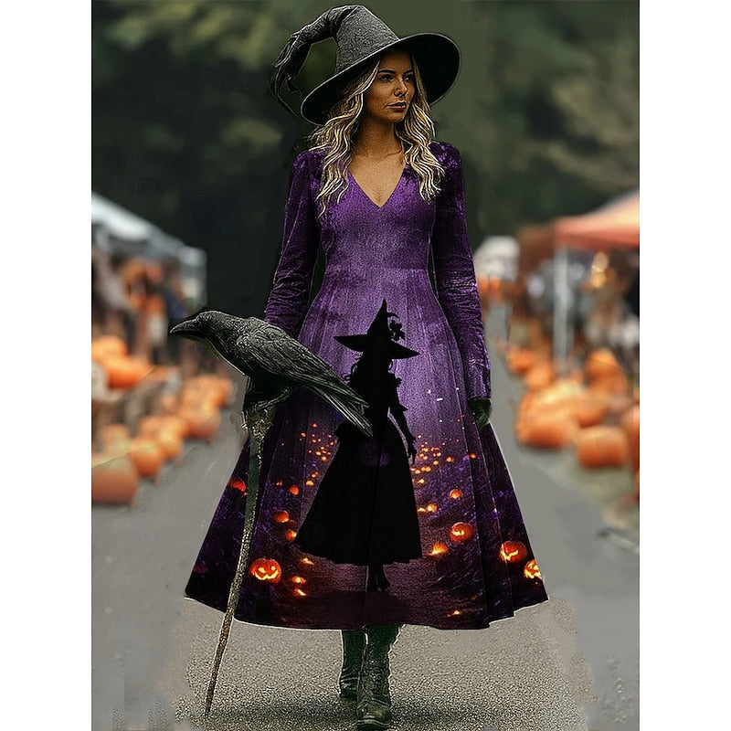 Dámské šaty na Halloween s motivem čarodějnice