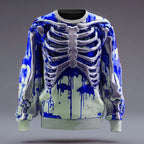 Mænds Halloween-hættetrøje med skeletmotiv