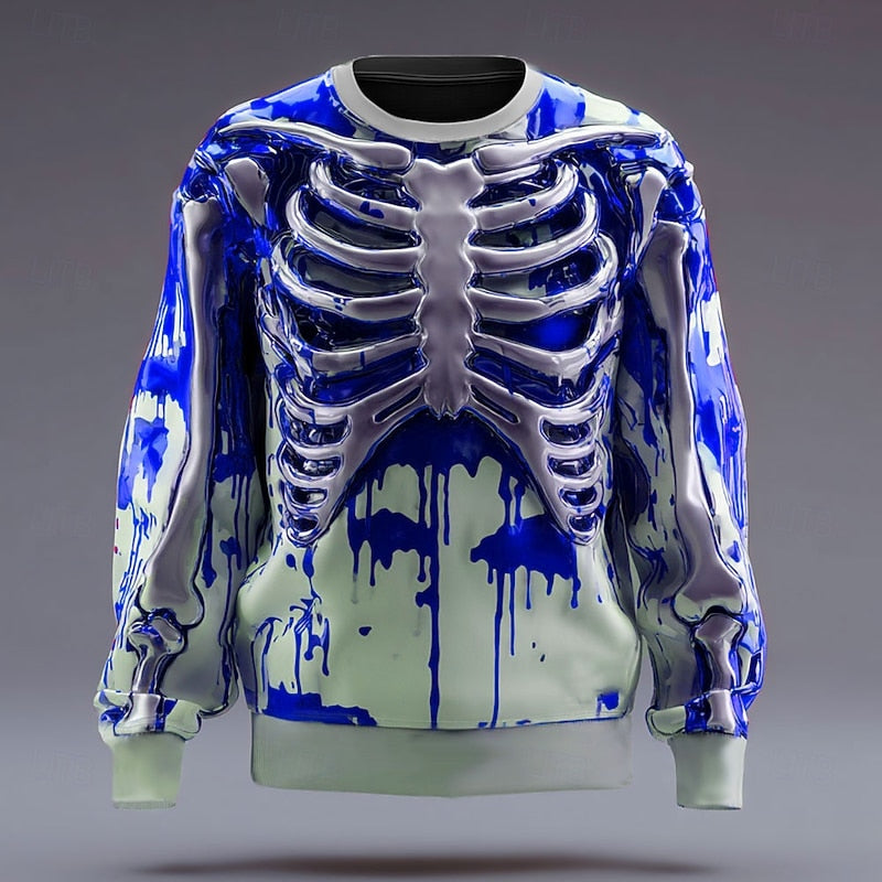 Mænds Halloween-hættetrøje med skeletmotiv