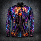 Pánská košile na Halloween s motivem dýně a dlouhým rukávem