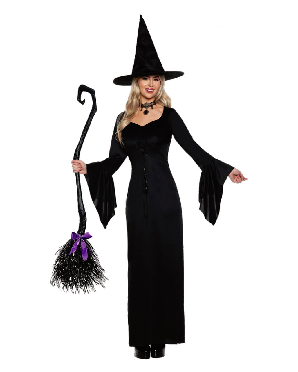 Halloween-heksedragt til kvinder med udsvungne ærmer